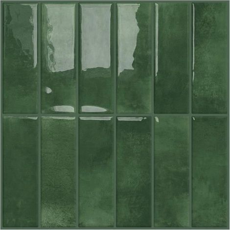 10 pcs Carrelage Carreaux Auto-Adhesif Mural Rectangulaires Credence Adhesive pour Cuisine Salle de Bain,Vert(23x 29cm) (1/4)