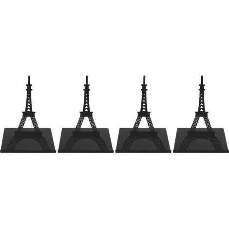 Lot de quatre serre-livres verticaux classiques noirs robustes de style architectural avec quatre coussinets en mousse antidérapants, adaptés aux tours de rangement de livres, CD et DVD. (1/5)