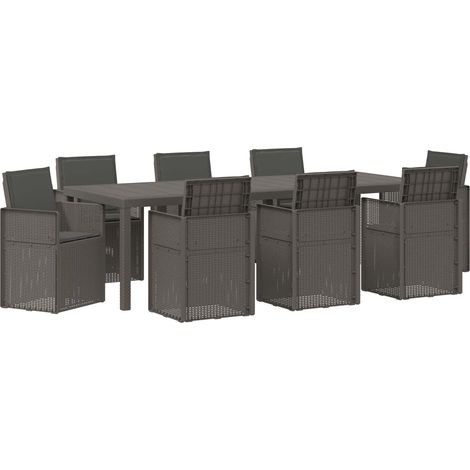 Ensemble de salle à manger pour jardin 9 pc PP vidaXL (1/5)