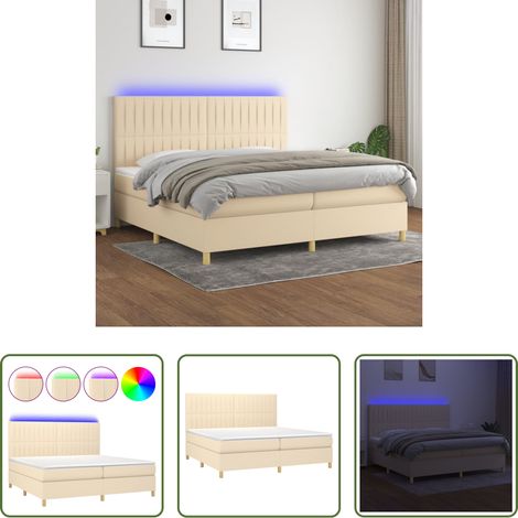 vidaXL Matelas à ressorts ensachés - Sommier à lattes de lit et matelas et LED Crème 200x200cm Tissu (1/5)
