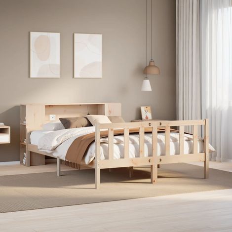 Bookcase Bed without Mattress 120x190 cm Small Double Solid Wood Pine vidaXL (1/5)