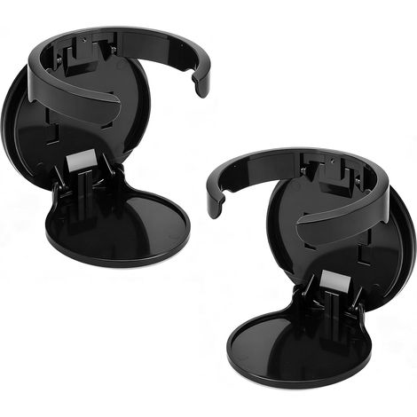 2 Pièces Porte Gobelet Voiture Pliable, Support Boisson Adhésif Noir, Charge 1 kg, Ouverture 83 mm, Porte Gobelet Bureau pour Bateau, Lit, Camping-Car (1/5)