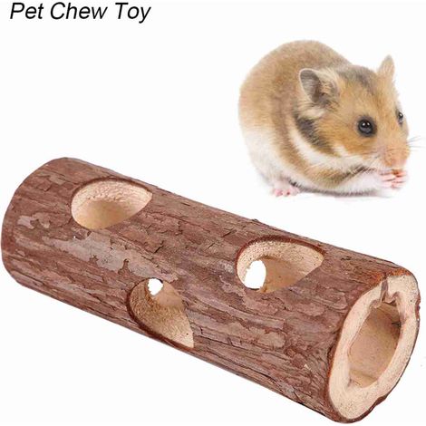 Tunnel en bois pour animaux, tube d'exercice à mâcher pour lapin, furet, hamster, cochon d'Inde (S) (1/5)