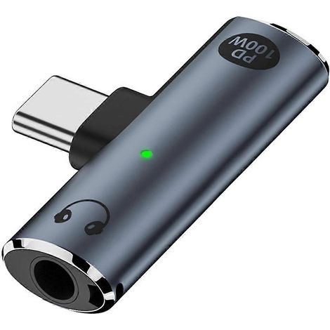 Adaptateur USB-C vers prise audio avec charge rapide 100 W, 2 en 1 USB-C vers prise casque femelle 3,5 mm pour interface Type C, A (1/5)