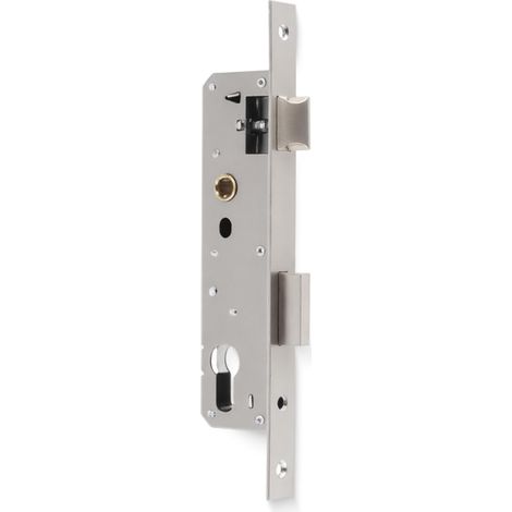 Serrure à larder - 85 x 25 mm - En acier inoxydable - Serrure à encastrer pour porte d'entrée, de jardin - Serrure robuste pour portes en métal (1/5)