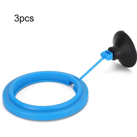 Lot de 3 anneaux d'alimentation en plastique bleu et noir pour aquarium, avec ventouse, pour tous les aliments flottants à descente lente. (1/5)