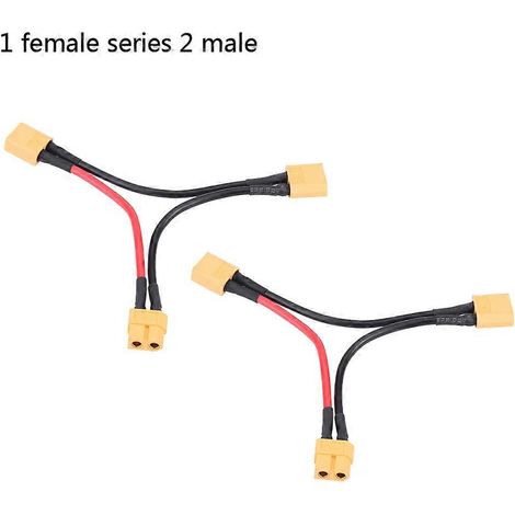 20242 pièces/ensemble de câbles adaptateurs de connecteurs pour batteries LiPo RC série XT60 (1 femelle vers 2 mâles).