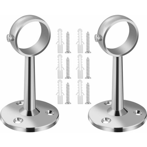 2PCS Tige De Penderie Garde-Robe Rail Support Garde-Robe Tube Support Vêtements Suspendus Tige Titulaire 25mm (1/5)