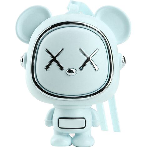 Ventilateur portable sans pales, silencieux, en forme d'ours, à suspendre autour du cou, idéal pour l'été et les activités de plein air (bleu). (1/4)