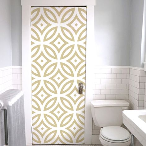 Sticker Porte Autocollant Beige & Blanc 204cm x 83cm - Exclusivité WSH (1/4)