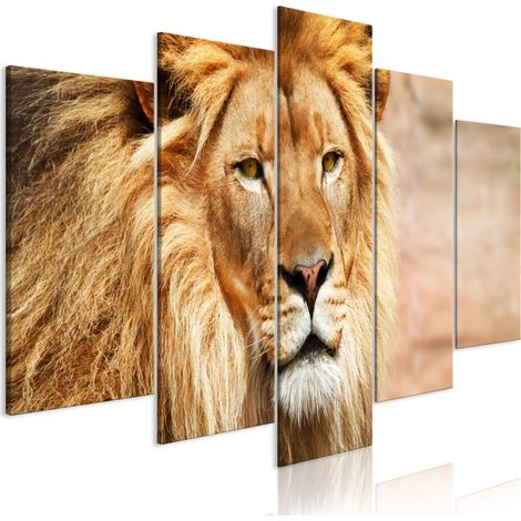 Quadro - The King of Beasts (5 Parts) Wide Orange - 200x100 (1/4)