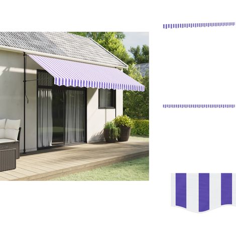 Tissu de remplacement de cantonnière d’auvent rayure bleu blanc - Toile De Cantonnière - Auvent - Tissu D'ombrage - Protection Solaire - Résistant Aux UV (1/5)