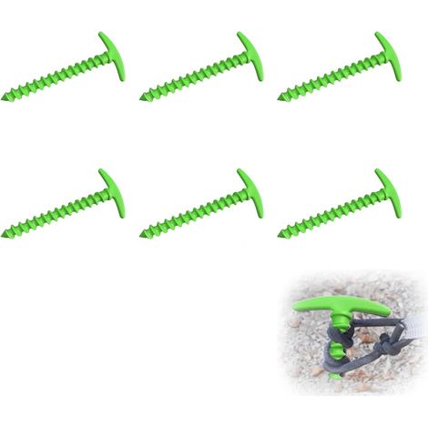 Lot de 6 piquets de tente à visser de 14,6 cm (5,75 po) en nylon robuste avec poignée pour tentes, tonnelles, châteaux gonflables et trampolines (1/5)