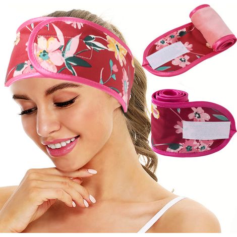 Headband Spa Visage - En Tissu Éponge Extensible avec Bande Magique - Pour Maquillage Douche Sport - 2 Pièces (1/5)