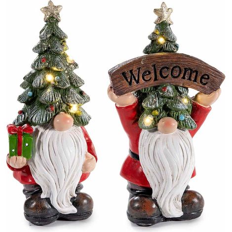 Gnomi Natalizi con luci Led, decorazione da appoggiare - Set da 2 statuine (1/3)