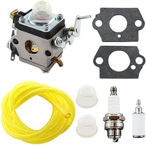 Carburateur 122 pour Husqvarna 122C 122LDX 122LK 22cc – Remplacement 574386701 581734301 – Avec bougie, filtre et tuyau carburant