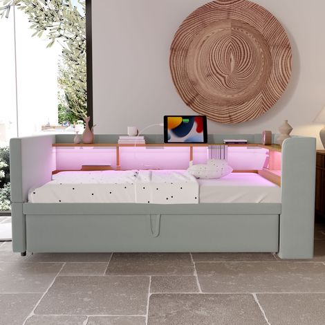 lit adulte canapé convertible rangement 90 180x190 gris OKMYHOME (1/5)