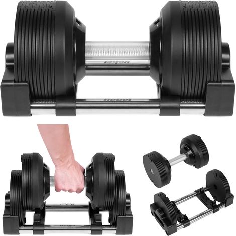 Mancuerna automática ajustable de hierro fundido de 24 kg en incrementos de 1 kg Rebel (1/5)