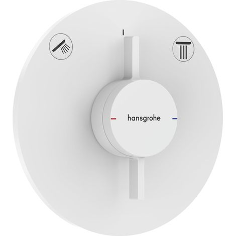 Mitigeur de douche encastré, Robinet douche rond 2 sorties, Mitigeur monocommande pour iBox universal 2, Blanc mat, 75418700 (1/5)