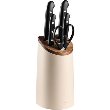 Bloc Acacia Studio Beige 4 Couteaux+ciseaux Maitre - Arcos Hermanos Sa (1/5)