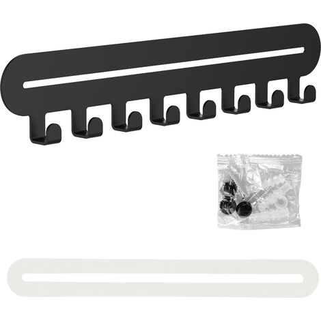 Porte-clés mural avec 8 crochets, rangement en métal pour clés, décoration murale de la maison, porte-clés mural pour ranger de petits objets tels que des clés dans l'entrée (noir) (1/5)