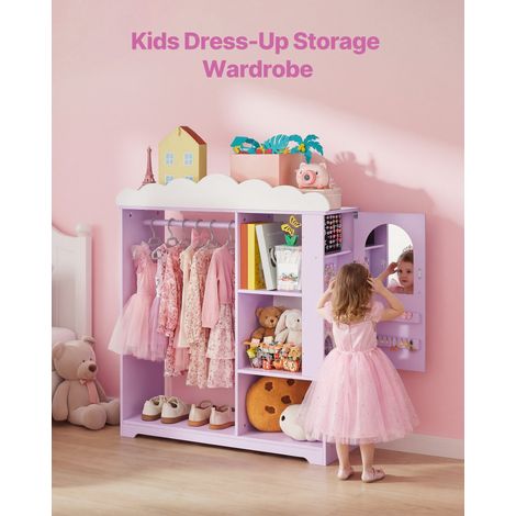 Penderie Enfant avec Armoire à Bijoux, Armoire Enfant avec Miroir, Tringle à Vêtements et Étagères de Rangement pour Déguisements e… (1/5)