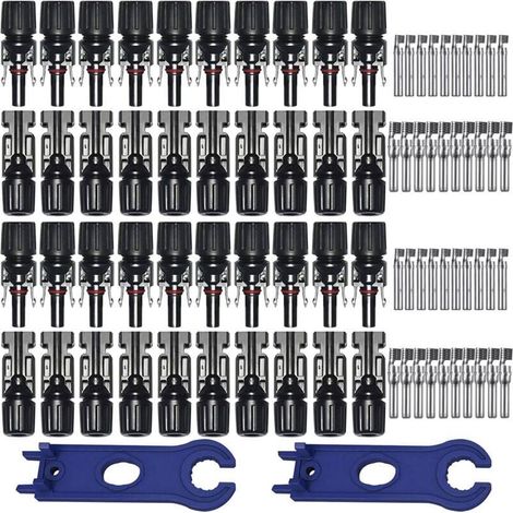 20 Paar MC4-Solar-Photovoltaik-Steckverbinder, Stecker/Buchse, wasserdichte Doppelringdichtung, für Photovoltaik-Solarmodulkabelzubehör (1/4)
