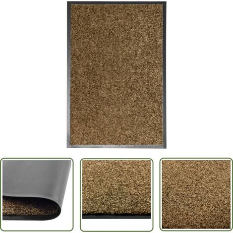 The Living Store Paillasson lavable Marron 40x60 cm - Tapis D'entrée - Paillasson Extérieur - Paillasson Intérieur - Tapis Absorbent - Tapis Antidérapant (1/5)