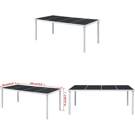 Gartentisch 190x90x74 cm Schwarz Stahl - Esstisch - Gartentisch - Outdoortisch - Glastisch - Stahltisch - Home & Living (1/3)