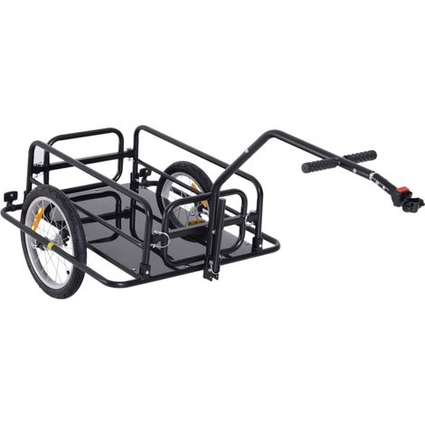 Fahrrad-Lastenanhänger 40 kg aus schwarzem Stahl 155 x 71,5 x 77 cm (1/5)