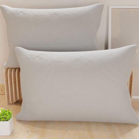 Lot de 2 Taies d'oreiller de Lit 50x70 cm, Housses de Coussin Unies Couleur Gris Clair, Taie Oreiller 100% Microfibre Hypoallergénique, Fabriqué en Italie