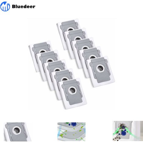 10 Sacs d'aspirateur pour iRobot Roomba i7 i7+ i3 i3+ i4 i4+ i6 i6+ j7 j7+ i8 i8+S9 S9+ E5 E6 E7 Clean Base, Sac à Poussière de Rechange Accessoire (1/5)