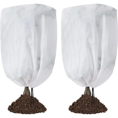 White protective plant cover, 120 cm x 180 cm high, with two frost-resistant drawstring tree covers. (1/5)