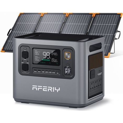 Estación eléctrica portátil - AFERIY - P300 - 3000W - 2048Wh extensible a 10,24kWh - Panel solar 400W bifacial (1/5)