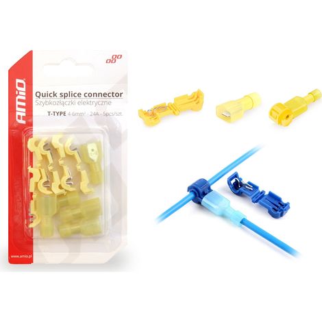 Conectores eléctricos rápidos tipo T 04-6mm2 24A 5 unidades. amio-02345