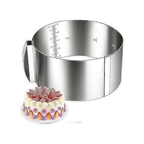 Cercle à gâteau ajustable en acier inoxydable, moule rond de 15 à 30 cm de diamètre - Outil de pâtisserie polyvalent pour créer des gâteaux parfaits (1/5)