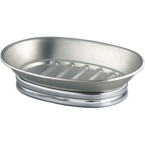 Metal soap dish, elegant metal soap dish, matte silver (1/5)