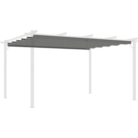 Retractable Pergola Shade Cover, Replacement Canopy for 4 x 3 (m) Pergola, Retractable Roof, Light Grey