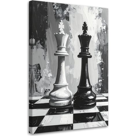 Stampe su Tela, Pedine Bianco e Nero Astratto, 40x60 (1/5)