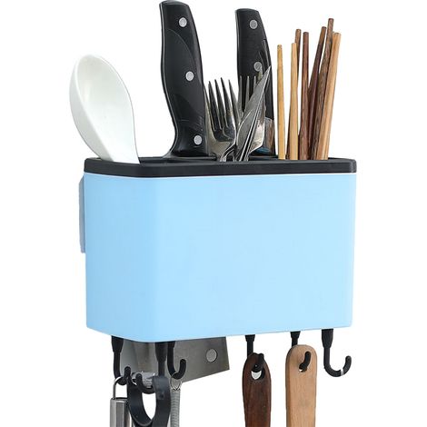 Étagère murale de cuisine avec porte-serviettes et égouttoir suspendu, rangement multifonction bleu pour maison (1/5)