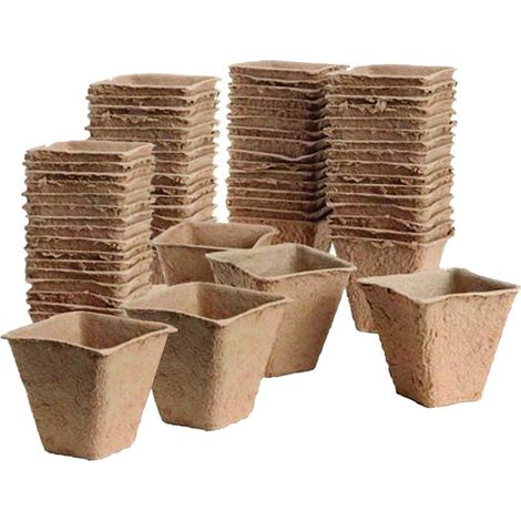 Pots de plantation bio sans tourbe 80 pots - 6 cm - carrés