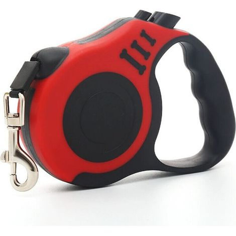 Red pet leash, 13cm x 5m retractable dog leash, durable and practical