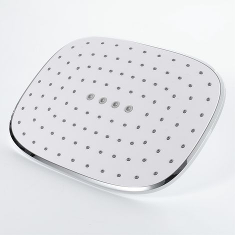 Tête de Douche, Rectangle Pommeau Douche Fixes Blanc ABS Tête de Douche Pluie Economie d'eau Haute Pression Pomme de Douche Pluie, G1/2" Connexion, 260×195 mm (1/4)