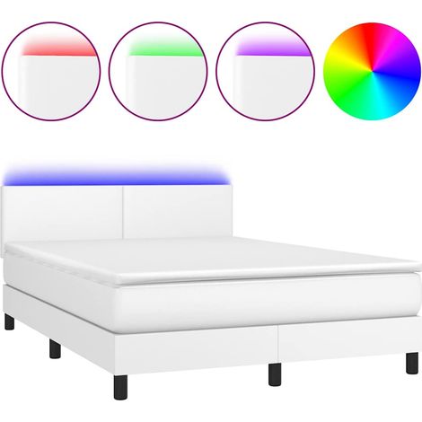 Maison Exclusive - Sommier à lattes de lit avec matelas et LED Blanc 140x190 cm (1/5)