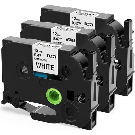 TZe-231 Compatible pour Brother P-touch Ruban 12mm 0.47 Blanc,3x (1/5)