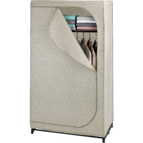 Wenko – Armoire textile avec étagère BALANCE 90x160x50 cm – Tissu respirant – Structure métallique stable – Fermeture éclair pour accès facile
