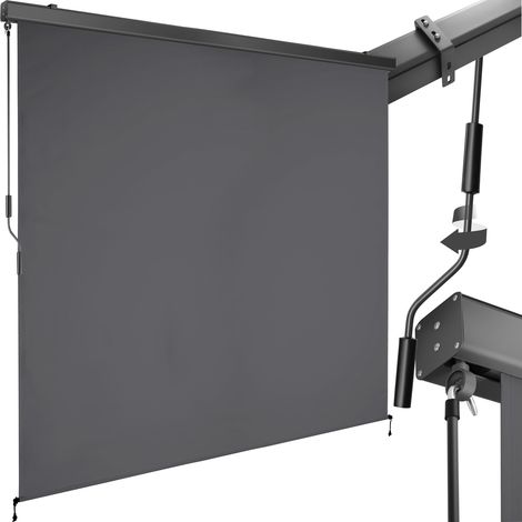 Store banne verticale 2 supports muraux 200 x 250 cm gris foncé (1/5)