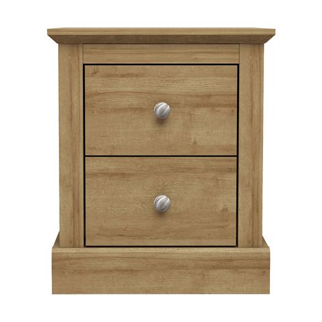 Devon Bedside Cabinet - Particle Board - L39.5 x W45.9 x H55.2 cm - Oak (1/3)