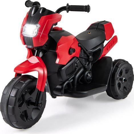 COSTWAY 6V Moto Elettrica per Bambini, Moto a 3 Ruote con Fari LED, Pedale a Piedi, Veicolo Elettrico a Batteria per Bambini 37-72 Mesi (Rosso) (1/5)
