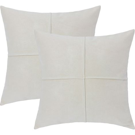 Lot de 2 housses de coussin décoratives plissées en imitation daim pour canapé, lit ou sofa, couleur unie douce, carrées (45 x 45 cm, multicolores) (1/5)